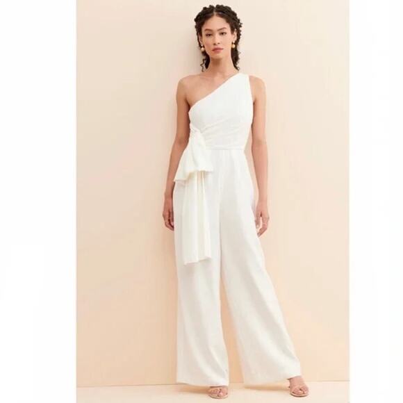 C/MEO Collective Pants - C/MEO Collective Show Them the Shoulder Jumpsuit Ivory Size S